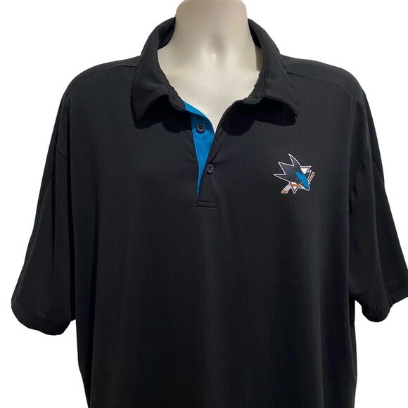 Fanatics San Jose Sharks Polo Shirt Sz Black 2XL - Picture 2 of 9